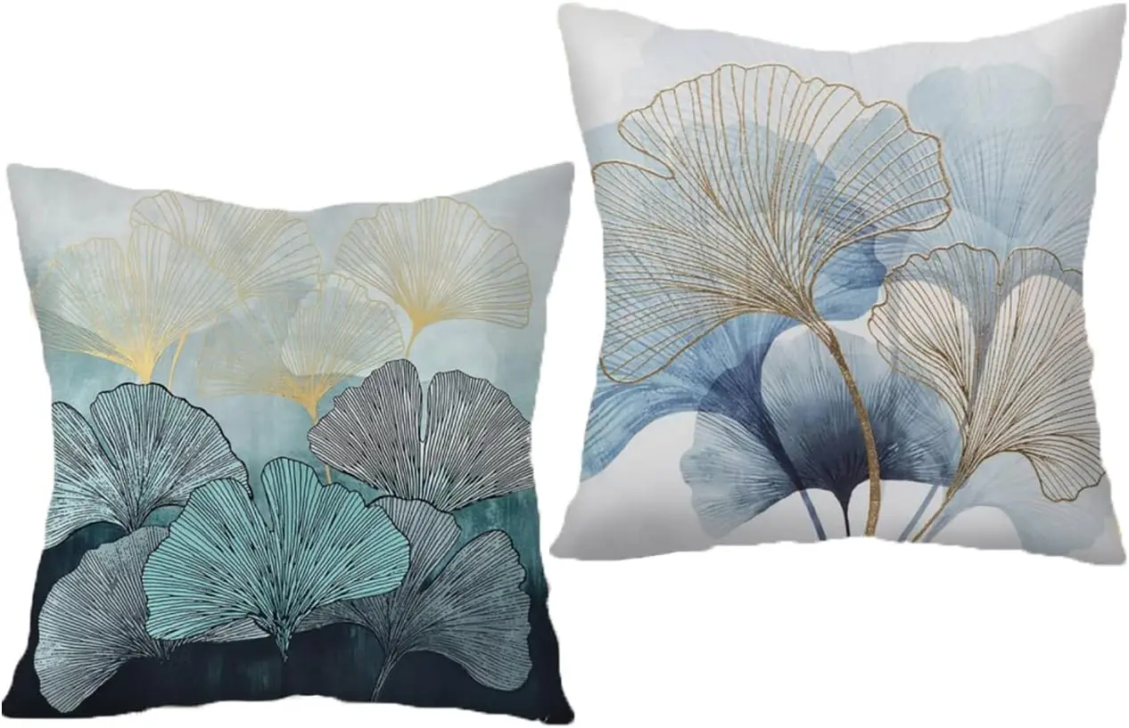 

Наволочка растительного листа - 18 х 18, смешанные светло-серые наволочки - Набор из 2 квадратных наволочек, отлично подходит для