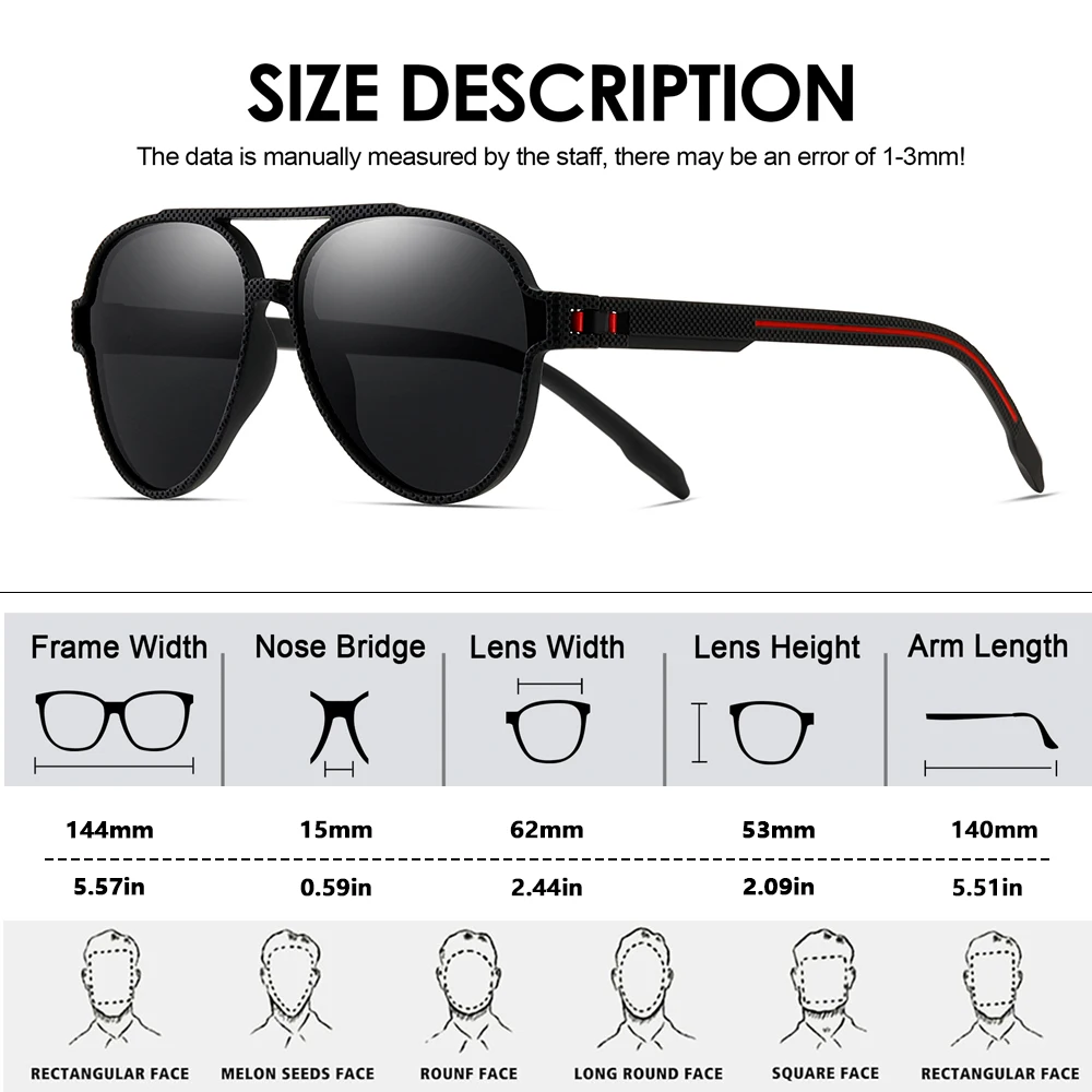 CRIXALIS Polarisierte Piloten-Sonnenbrille für Männer und Frauen, klassische Retro-Angeln, Sport, Fahren, Laufen, Sonnenbrille, UV400-Schutz – Detail 2