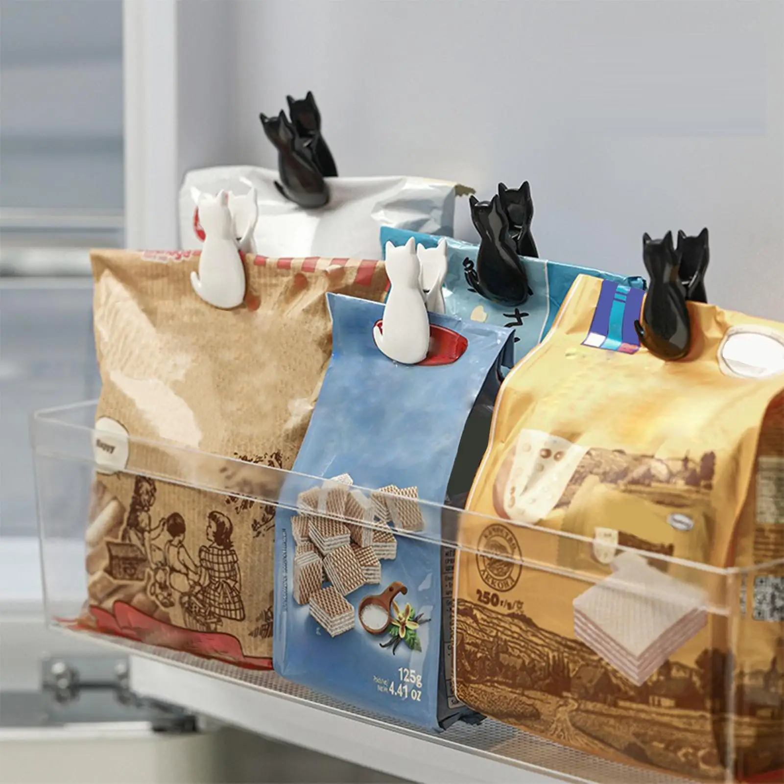 

Зажимы для пакетиков для чипсов, зажим для запечатывания закусок с милым котом, многоразовые маленькие зажимы для чипсов, набор из 2 шт. для запечатывания закусок в кухонном холодильнике