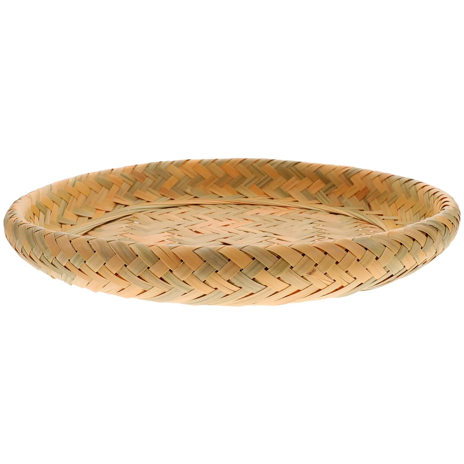 Bamboo Basket Tray Bread Candy Snack Serving Plate Desktop Woven Fruit Storage Container Craft Artwork Practical