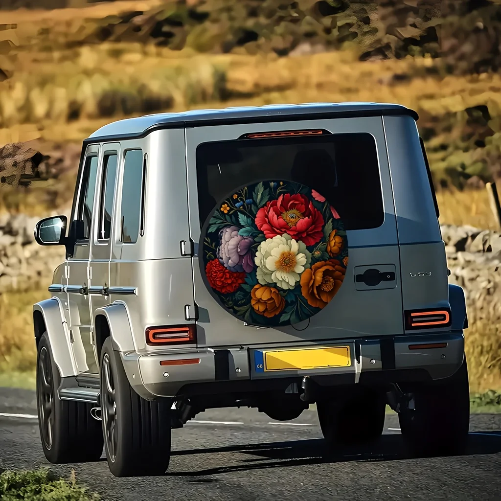 1pc Fashion | Simple | Fun Pattern Printed Spare Tire Cover For Cars, Suitable For Cars, Jeeps, And SUVs, Protects Tires, Fully