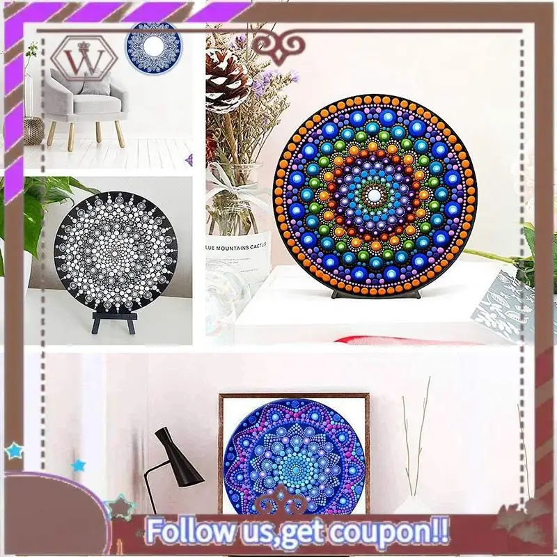 ABBG-8 Pcs 15Cm Black Mandala Kraft Paper Round Cardboard For Painting DIY Cardboards For Artist Painter