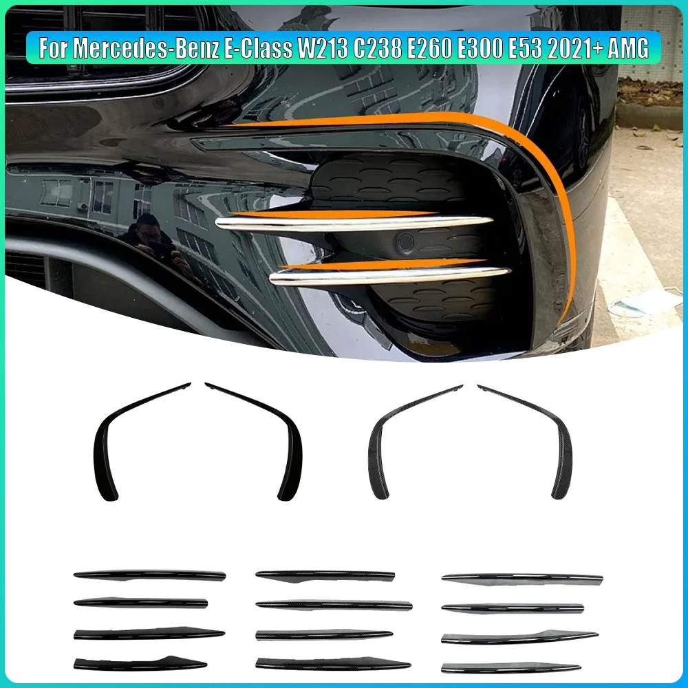 

For Mercedes-Benz E-Class W213 C238 E260 E300 E53 2021+ AMG Style Front Air Knife Grille Modification Body Kits Car Accessories