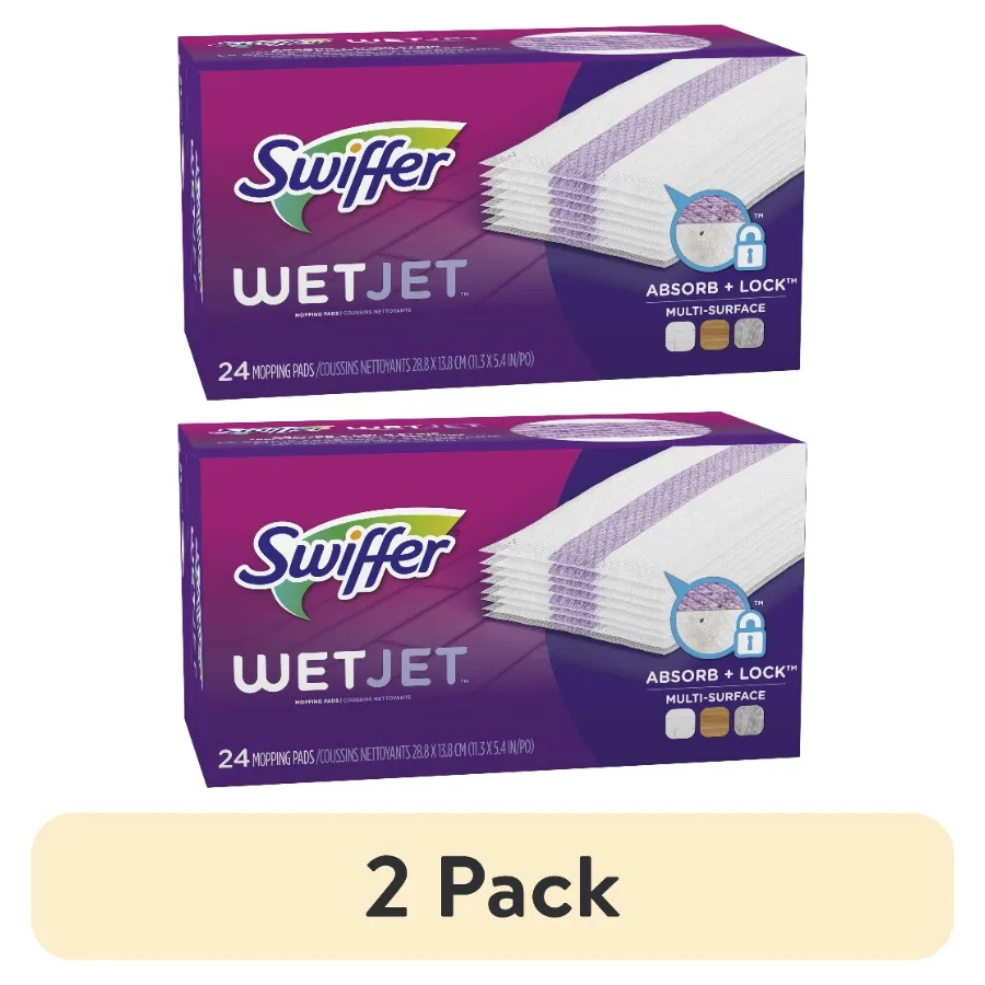 

2 pack Wet Jet Mop Cleaning Pads Refill Floor Cleaner for Mopping Wood Laminate Tile 24 Count