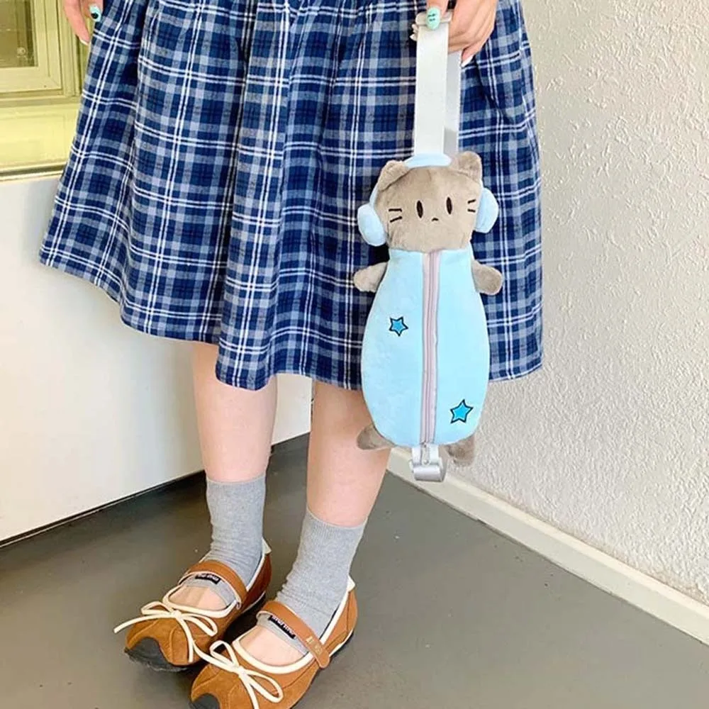 

Chest Bag Sweet Headset Cat Crossbody Bag Blue Large Capacity Cartoon Shoulder Bag Purse Cute Stationery Pouch Girls