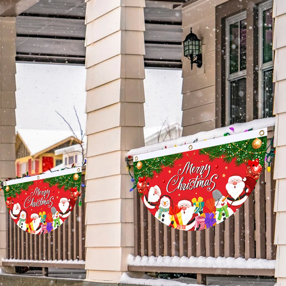 Christmas Decoration Hanging Flags Christmas Outdoor Buntings for Party Garden Flag Bunting Deck Porch Holiday Festive