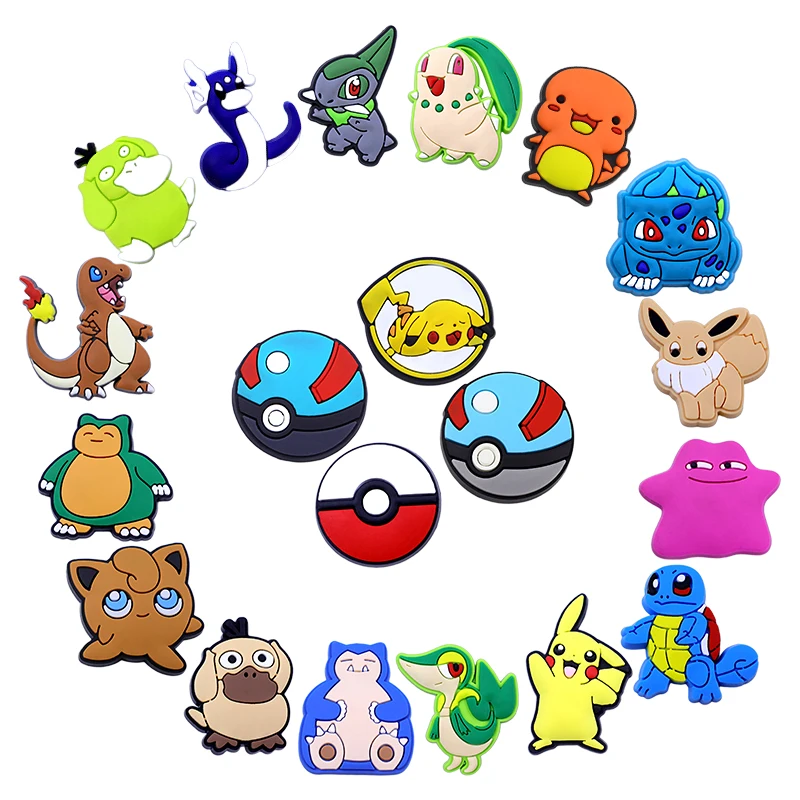 5-200PCS MINISO Pokemon รองเท้า Charms DIY PVC รองเท้ากระเป๋าอุปกรณ์เสริมสําหรับ Pok é mon ผู้ที่ชื่นชอบจี้ตกแต่งเด็กของขวัญ