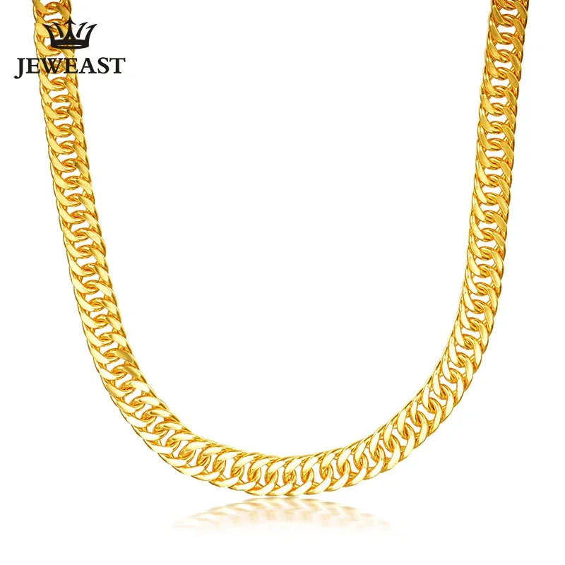 JJF 24K Pure Gold Necklace Real AU 999 Solid Gold Chain Good Gifts Man's Upscale Trendy Classic Fine Jewelry Hot Sell New 2023