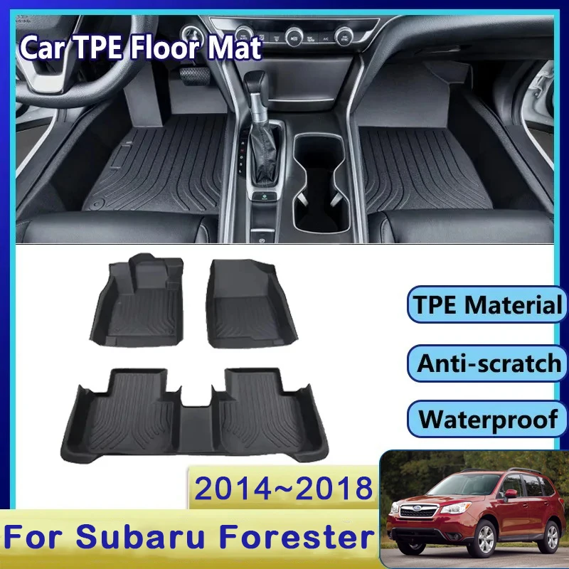 

Автомобильный напольный коврик для Subaru Forester SJ 2014 2015 2016 2017 2018, роскошный водонепроницаемый грязевой коврик из ТПЭ, подкладка для ног, полный коврик, аксессуары