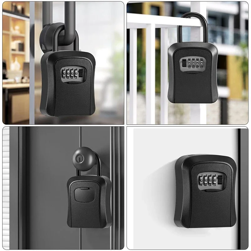 Key Lock Box Portable Combination Lockbox Wall-Mounted Key Storage Box For House Keys Safe Security Lock Box Lock Box For Home
