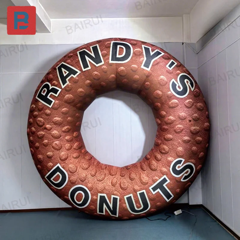 Inflatable doughnut, suitable for bakery openings, food festivals, mall displays, and photo booth decorations