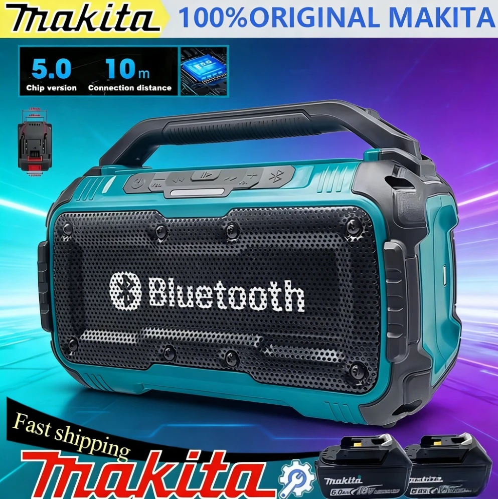 

Портативная колонка Makita, беспроводная Bluetooth-колонка для улицы, строительных площадок, водонепроницаемая, с объемным стереозвуком ﻿ Пин