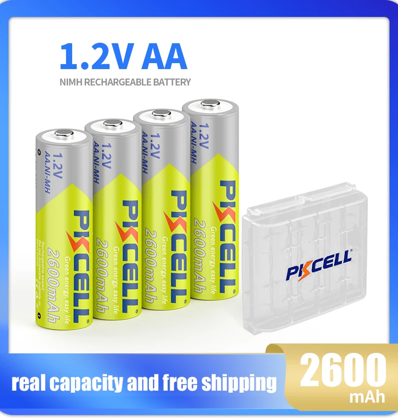 1-20PC PKCELL  2600mAh AA Rechargeable Batteries 1.2V Ni-MH AA Rechargeble Battery for camera Anti-dropping toy car