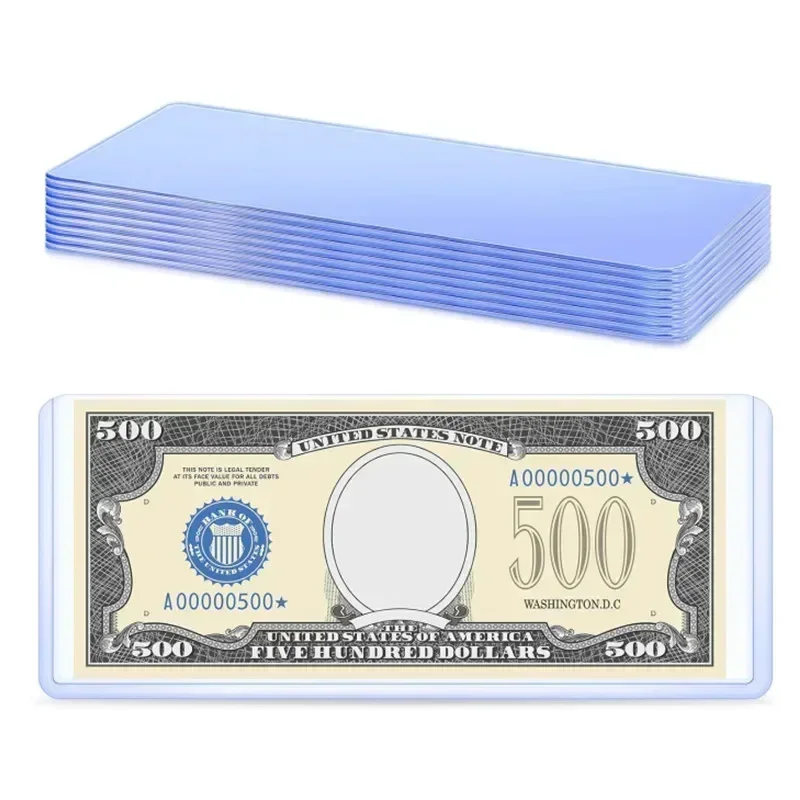 50 Pcs Clear PVC Two Sizes 205 X 110mm/173 X 75mm Paper Money Stamp Collection Bag Paper Currency Protective Cover Supplies