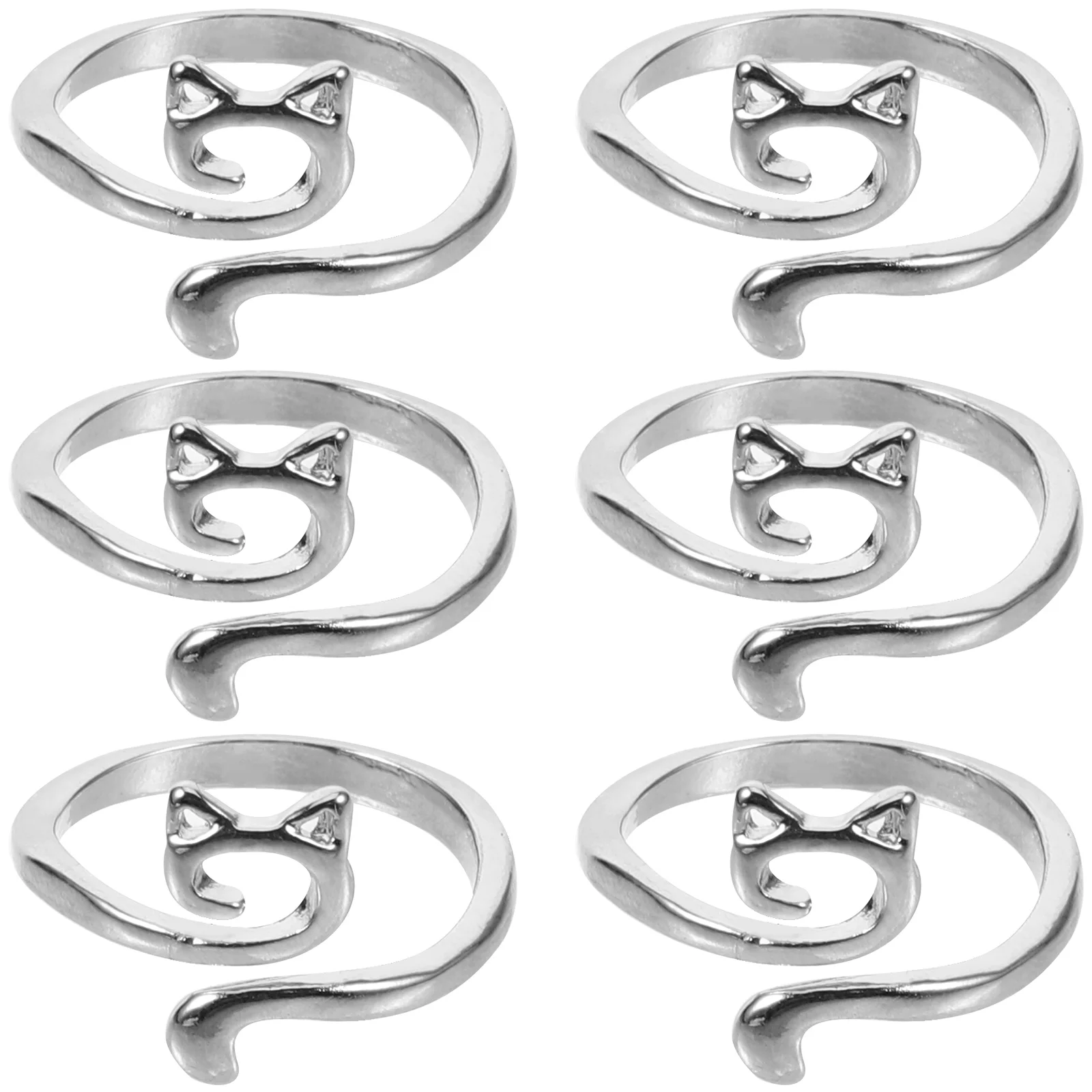 6Pcs Alloy Knitting Rings Decorative Adjustable Crochet Rings Finger Yarn Guide Holders Knitting Tools Crochet Accessories