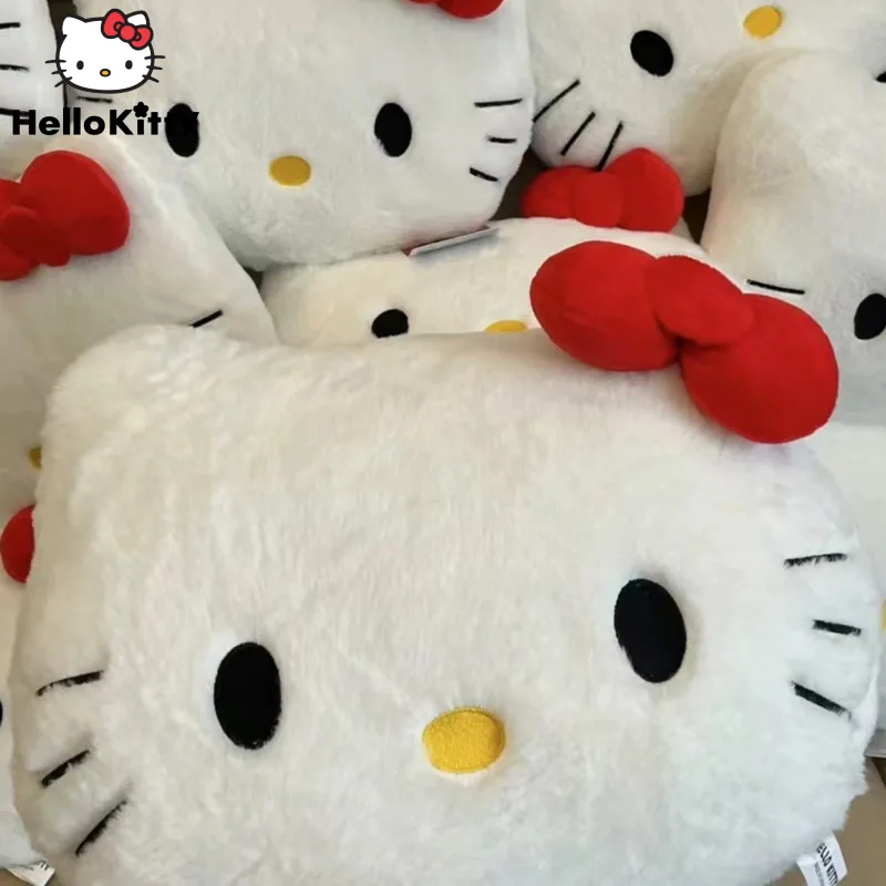 40cm Hello Kitty Plush Fuzzy Pillows for Women Cute Big Head Sofa Cushion Cat Plush Pillow High Beauty Cartoon Girl Pillow