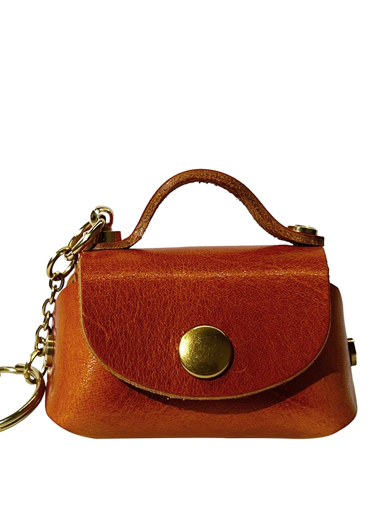 Cowhide Mini Bag Handmade Pendant Genuine Leather Storage Bag