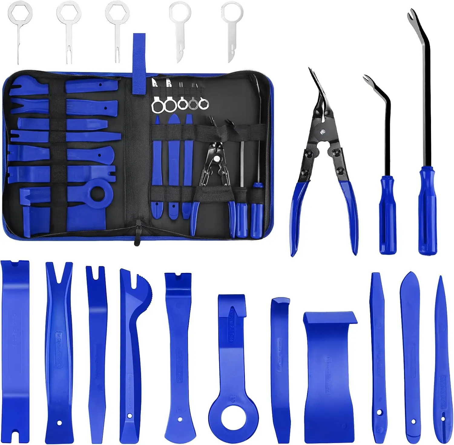 Trim Removal Tool 19pcs Auto Clip Pliers Fastener Terminal Remover Set Plastic Pry Tool Kit for Car Panel, Dashboard, Door, Audi