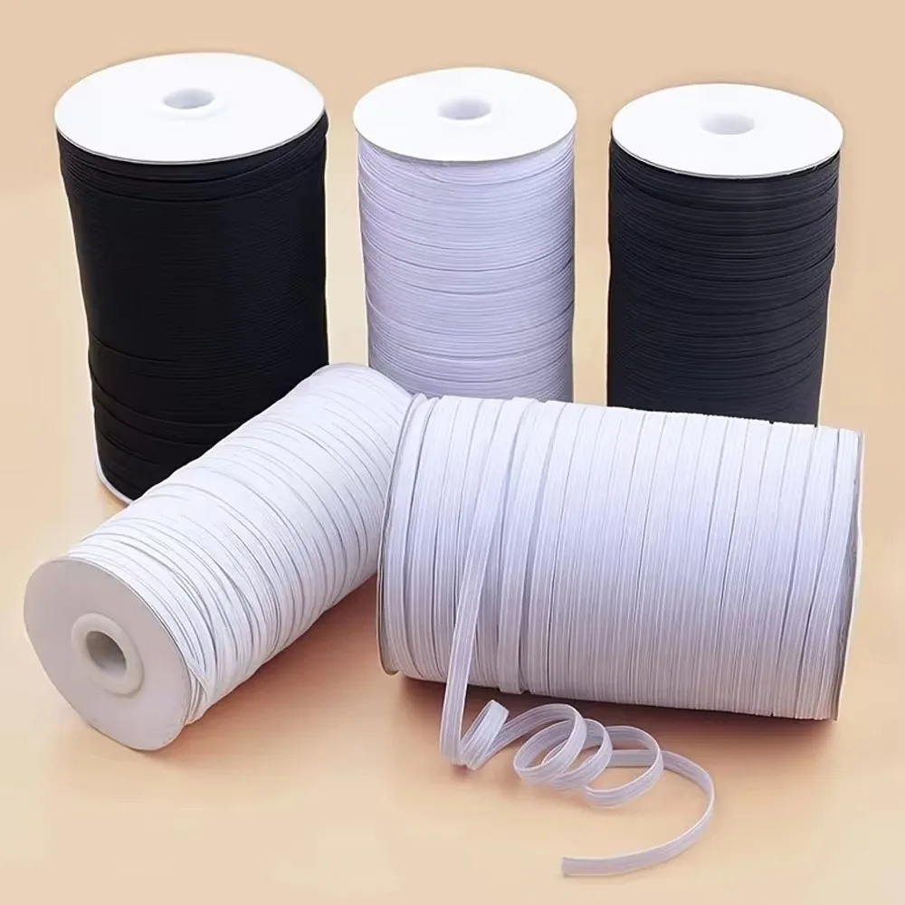 10Yards 10 Yards Length Flat Elastic Band 3/5/7/9mm Width Black White Color Stretch Rubber Band Thin Design High Stretch