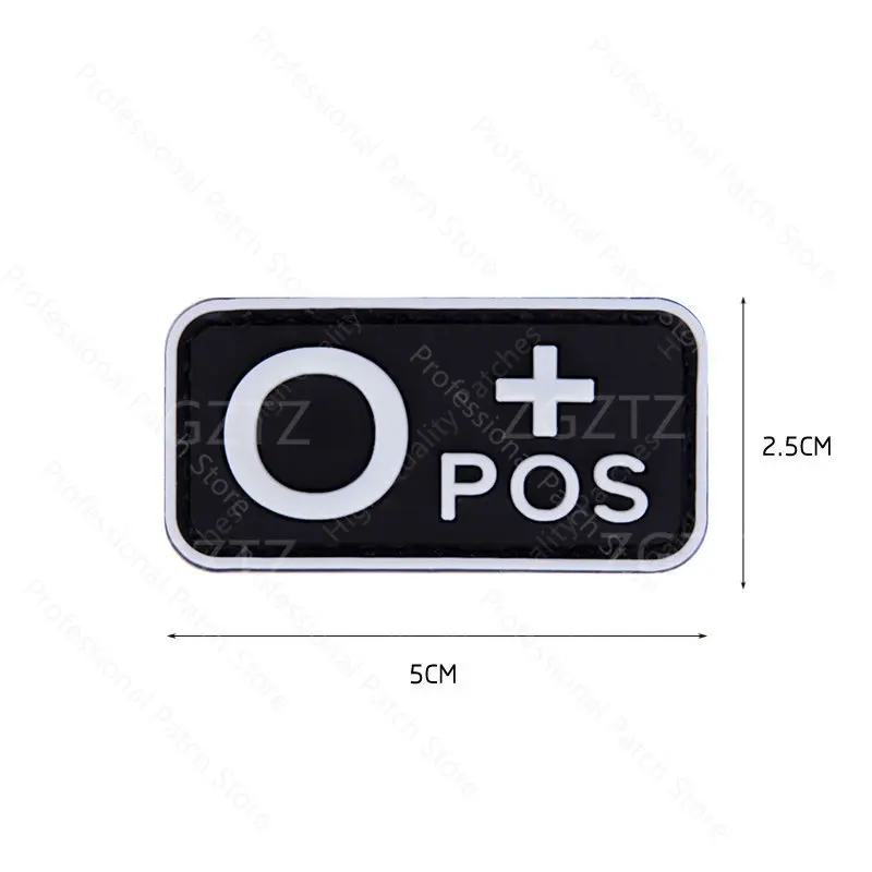 A B AB O Rh + - Positive Negative 3D PVC Blood Type Patch Military Hook and Loop Sew on Patches Badge for Backpacks 5x2.5cm