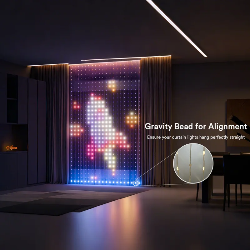 أضواء الستار الذكية RGB الستار سلسلة أضواء الجنية مع جهاز التحكم عن بعد والتحكم في التطبيق LED أضواء الحفلات لحفل الزفاف/عيد الحب/عيد الميلاد