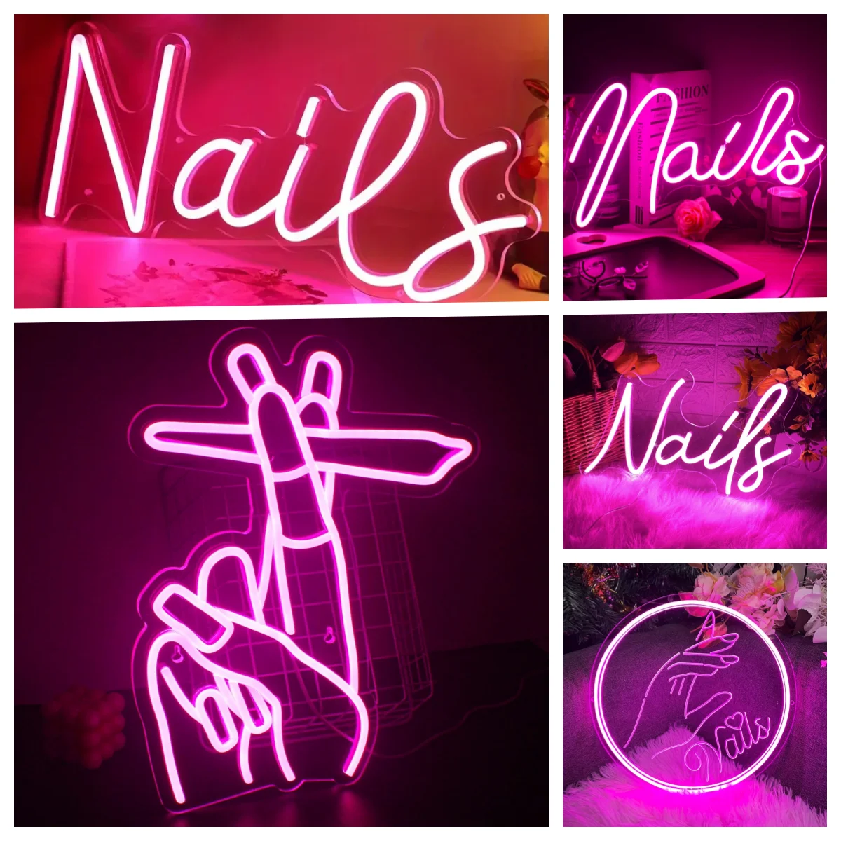 ネイルネオンサインledピンクネオンライトアップサイン壁飾り用usbネオンライトネイルサロン美容室装飾屋内外照明