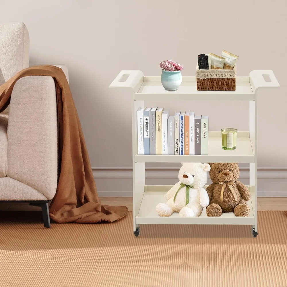 عربة أدوات دوارة، عربة تقديم الكمبيوتر مع عجلات عربة تخزين المواد الغذائية التجارية عربات تخزين متنقلة 28 بوصة طول × 12 بوصة