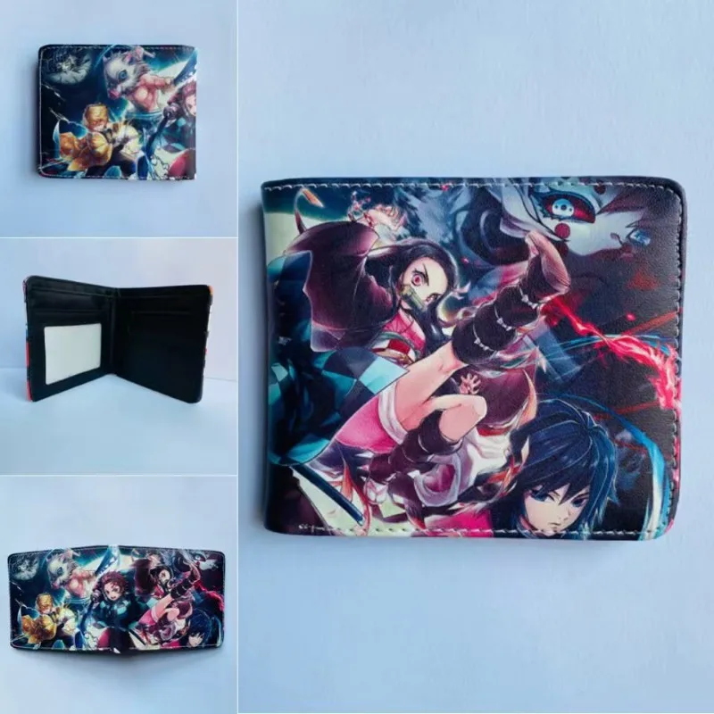 Anime Demon Slayer Kamado Tanjirou Cute Cartoon Foldable Short Wallet Student Portable Coin Purse Gifts for Kids