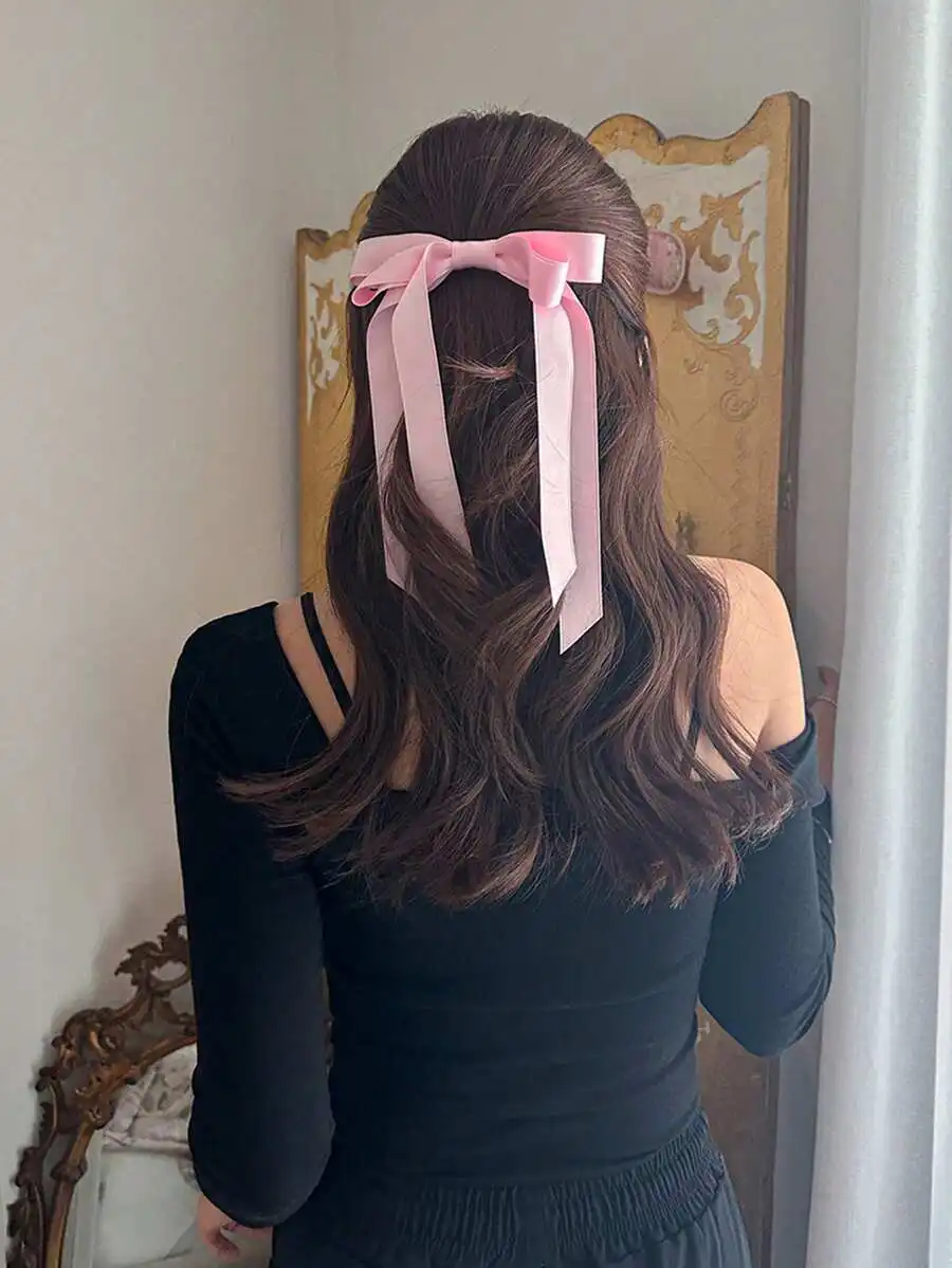 

Elegant Long Ribbon Bow Hair Clip For Women Stylish Hair Accessory