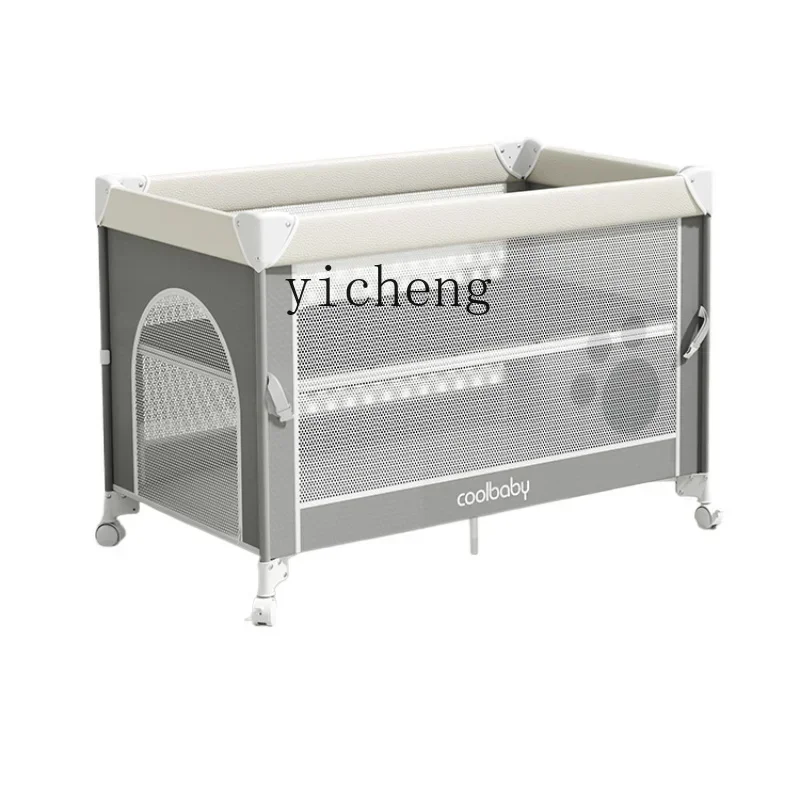 Crib Adjustable Height Movable Splicing Bed Multifunctional Folding Diaper-Changing Table Baby Bedside Bed