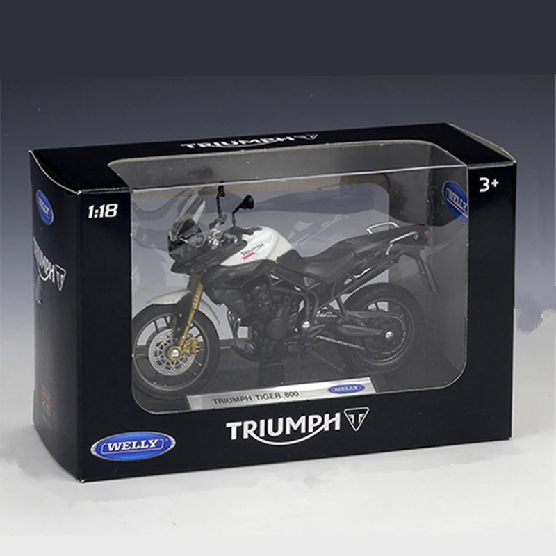 Модель мотоцикла Welly 1:18 TRIUMPH TIGER 800, спортивный мотоцикл из сплава, имитация, литая металлическая модель, гоночный мотоцикл для улицы, игрушка для детей, подарок