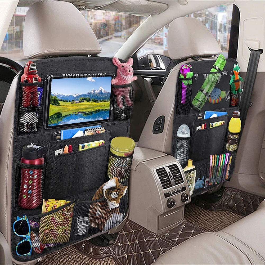 Oxford Cloth Car Backseat Organiser Tissue Snacks Storage Bag For Kid Toys Universal Anti Kick Storage Bag For All Cars