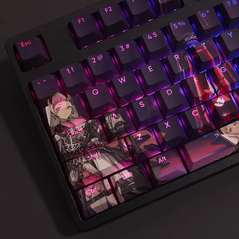 108 Keys/set Arknights Irene Keycap PBT Backlit Keycaps Anime Gaming Key Caps For ANSI 61 87 104 108 Layout Keyboards