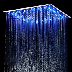 Zhang Ji 8 Inch Stainless Steel LED Waterfall Shower Head Bathroom Square 20cm Big Panel Rainfall Showerhead Ceiling Mounted