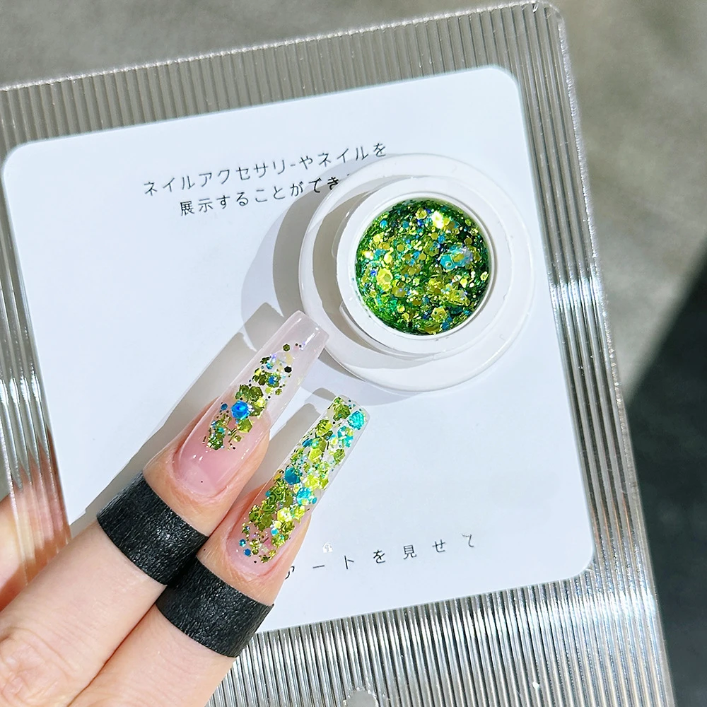 Summer Pretty Pink Green Blue Nail Sequins Glitter Glue Radiant Burst Flash Popular Fairy Nail Polish Glue Gel Paint Nail Art