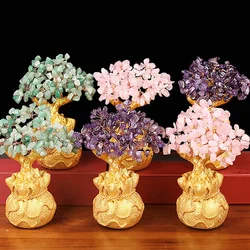 Lucky Tree Wealth Yellow Crystal Tree Natural Money Tree Ornaments Bonsai Style Wealth Luck Feng Shui Ornaments Craft