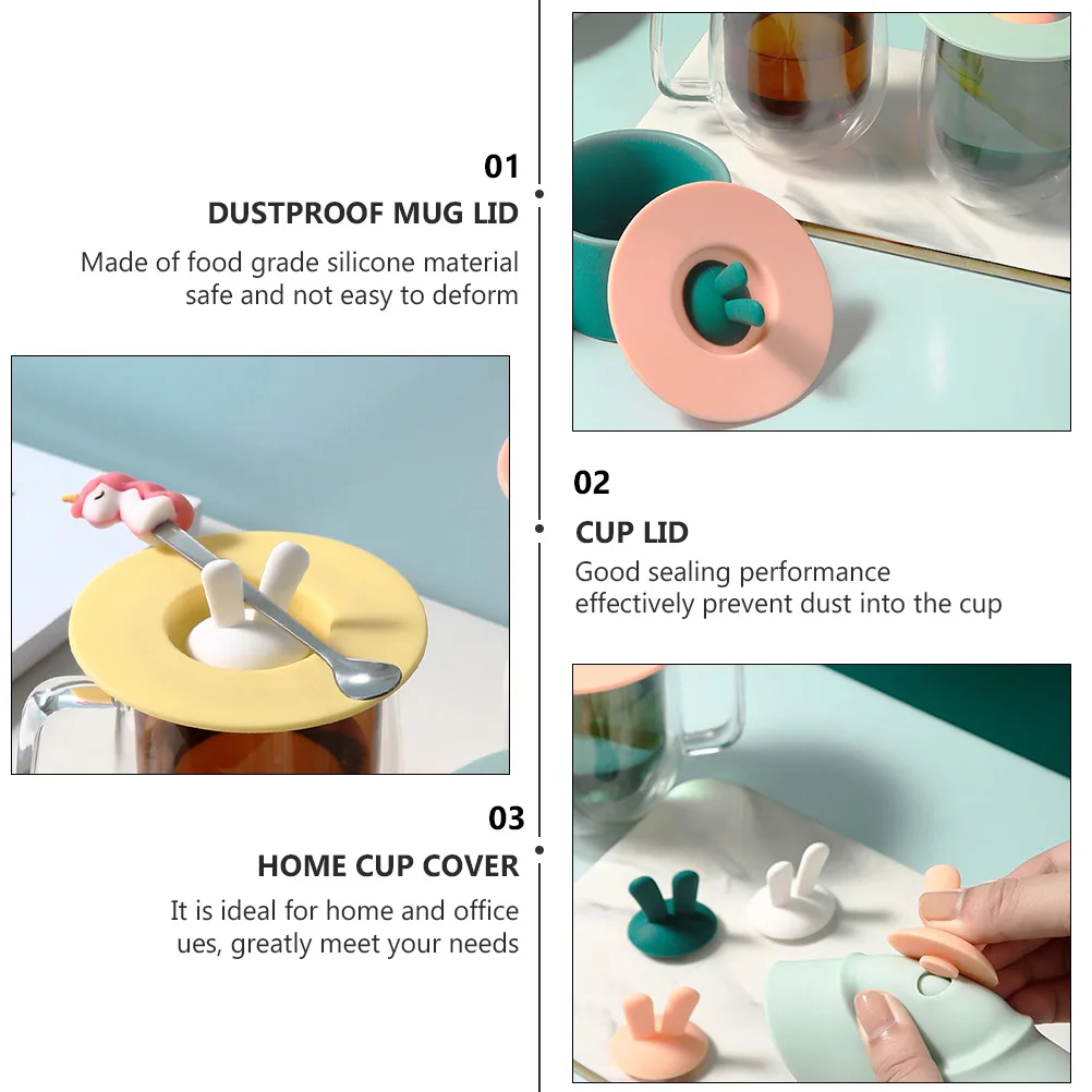 

3pcs Dustproof Home Office Cover Lid Silicone Leakproof Cup Silicone Cup Cover Lid Mug Kitchen Bar Utensils