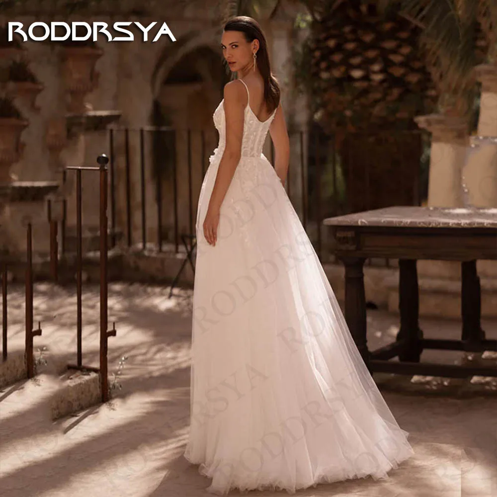 RODDRSYA Graciosa A Linha Vestido De Noiva 2024 Noiva Spaghetti Straps Lace A Linha De Tulle Vestido De Noiva Até O Chão Vestidos De Novia Gracioso vestido de noiva em linha A 2024 Bride  Vestido de noiva de tule em re