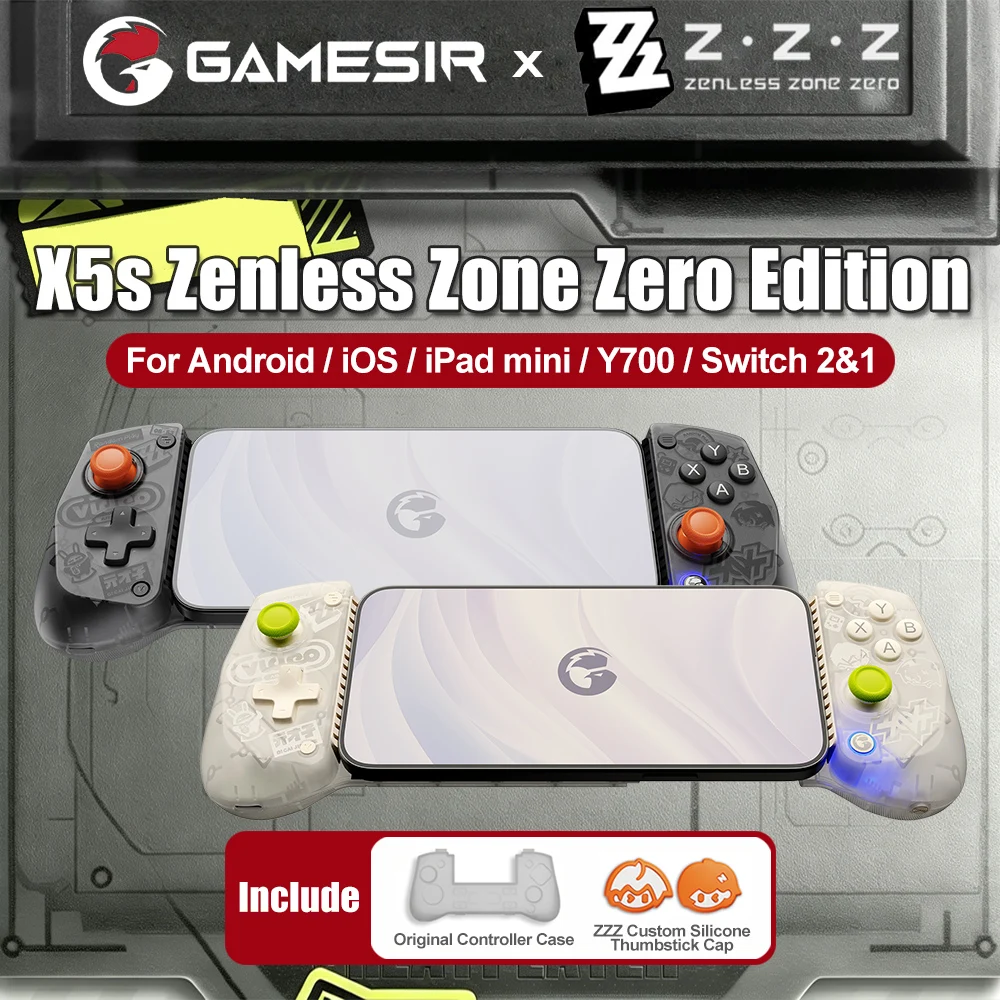 Manette de jeu mobile GameSir X5s Zenless Zone Zero Edition pour Android, iOS, iPad Mini, téléphone et Switch 2/1 avec sticks à effet Hall