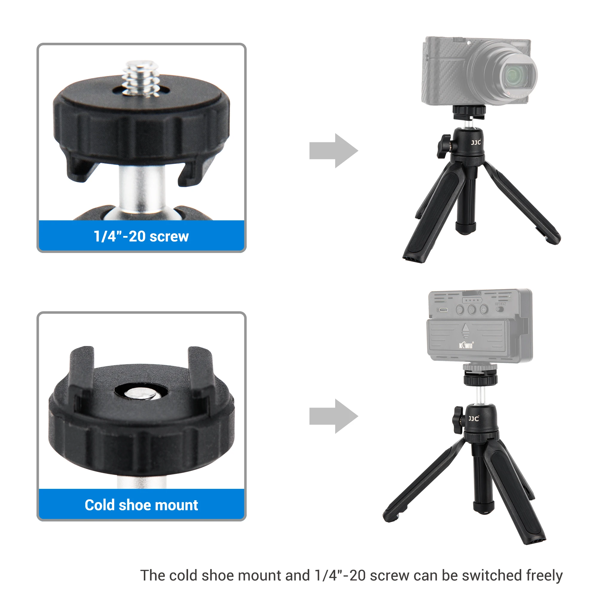 JJC Extendable Camera Mini Tripod 360°Pan 90°Tilt Tripod for DJI Osmo 360 Canon G7X Mark III G7X Mark II Sony ZV-1 Leica D-LUX 8