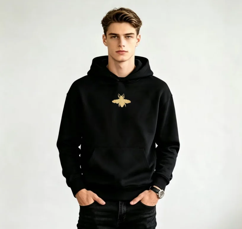 High Quality Designer Rhinestone Hoodie Men Trendy European Casual Sweatshirt