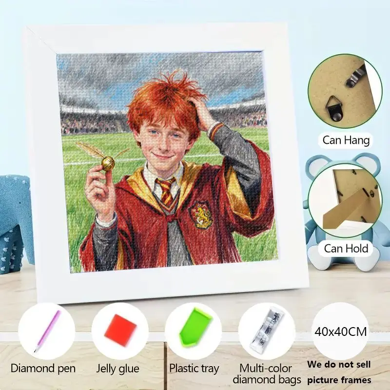 

1PC Harry Potter Ron Weasley Golden Snitch 5D DIY Diamond Painting Kit, Full Drill Diamond Art Embroidery Cross Stitch, 40x40CM