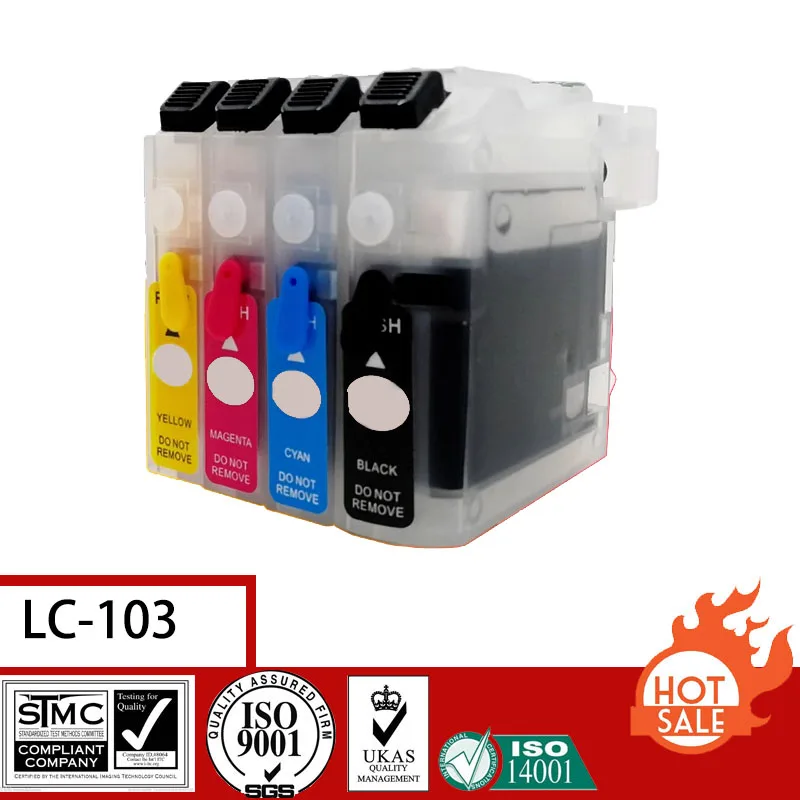 Cartucho de tinta recargable completo Compatible para Brother LC103 103 con chip de reinicio automático para Brother DCP-J152W