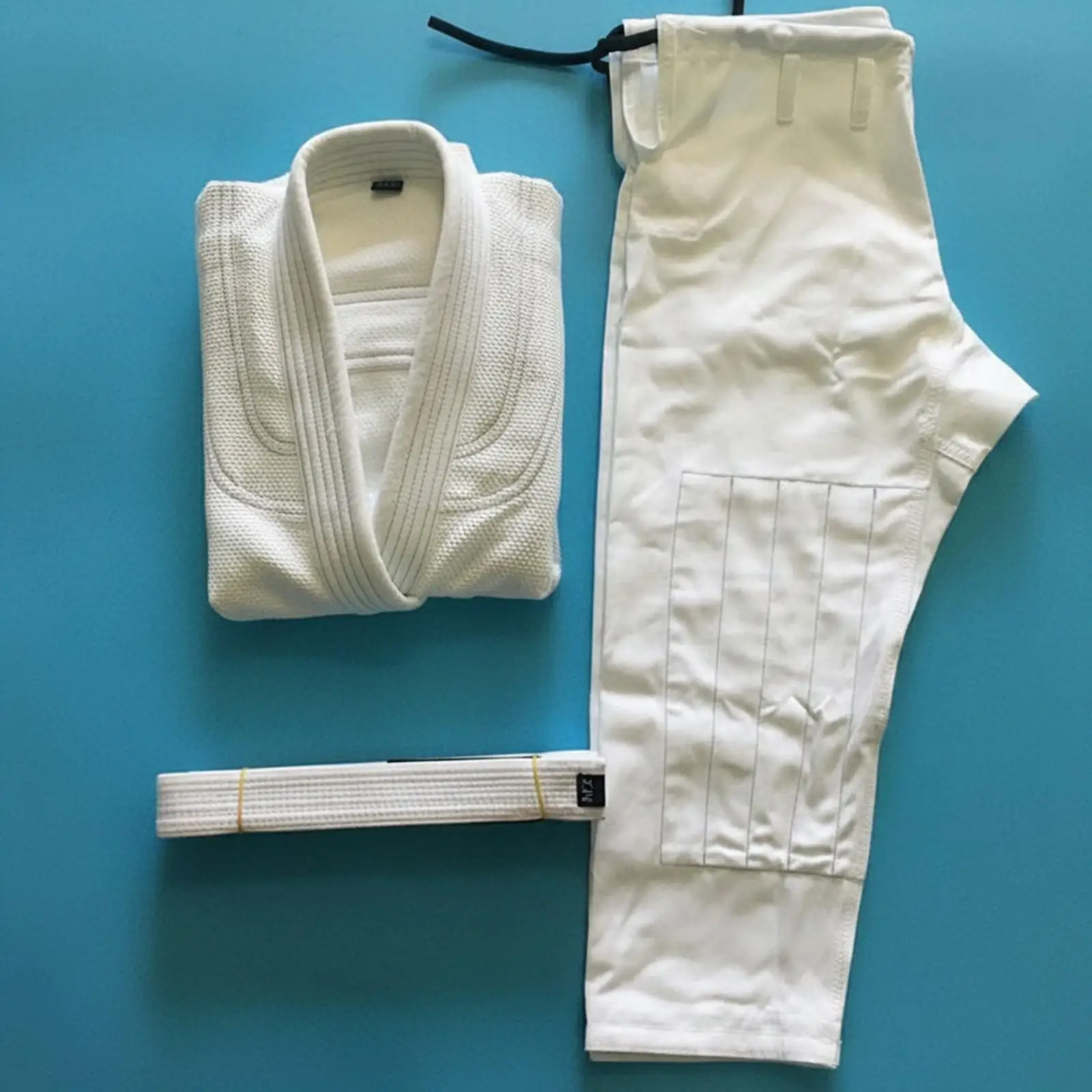 BJJ Training Gi Cotton Suit with White Belt for Grappling Practice and Athletic Arts Work
