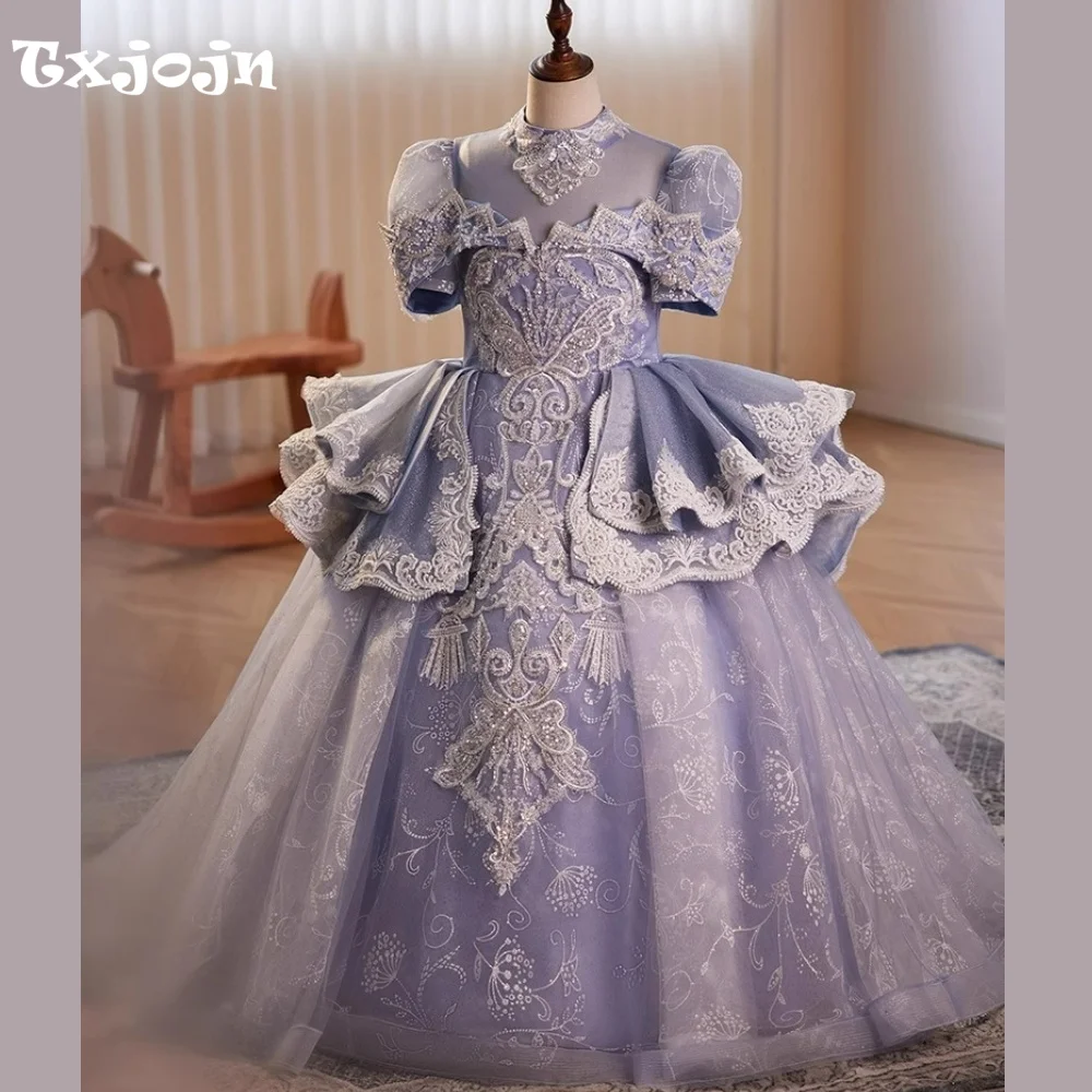Luxury Girl's Ball Gown Flower Girl Wedding Palace style Princess Dress Kid Performance Vestido Birthday Party Clothes 3-16Y