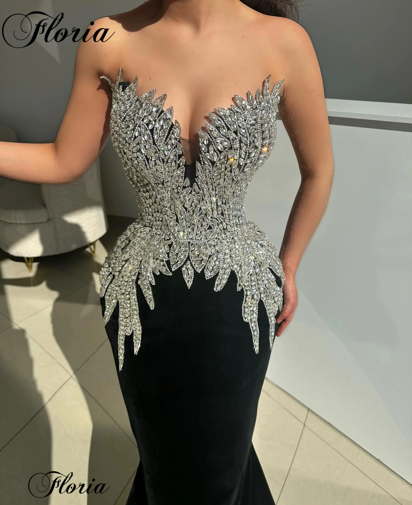 New Elegant Crystals Cocktail Dresses Mermaid Sweetheart Sleeveless Prom Dresses Wedding Party Gown Vestidos Femenino Customized