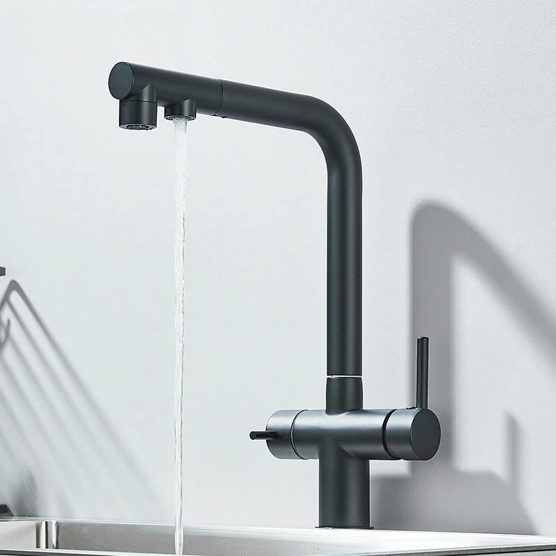 

Очиститель воды, кран Kiten, черный выдвижной гибкий фильтр, смесители Kiten, кран, латунь, 2 в 1, смеситель для горячей и холодной воды