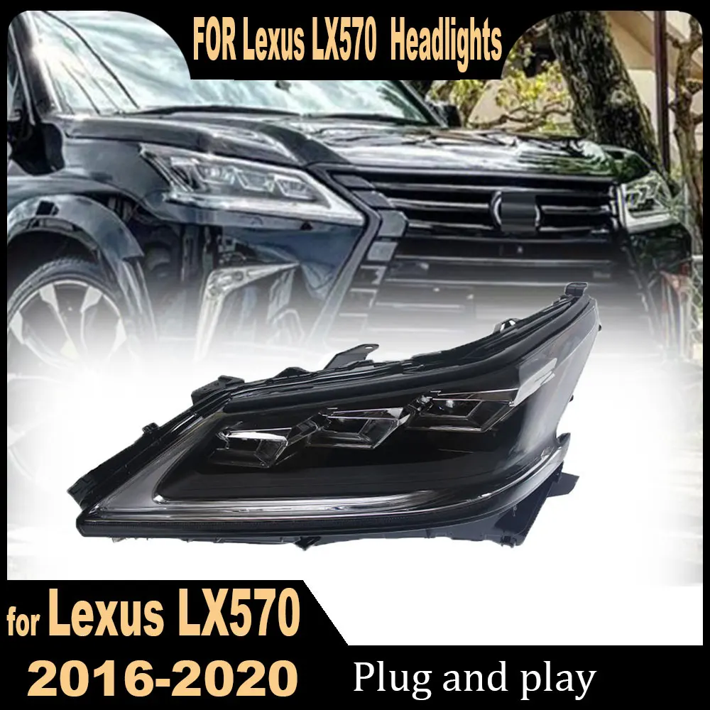 

Автомобильные фары для Lexus LX570 2016 2017 2018 2019 2020, полностью светодиодные фары нового стиля в сборе, обновление линз проектора, аксессуары