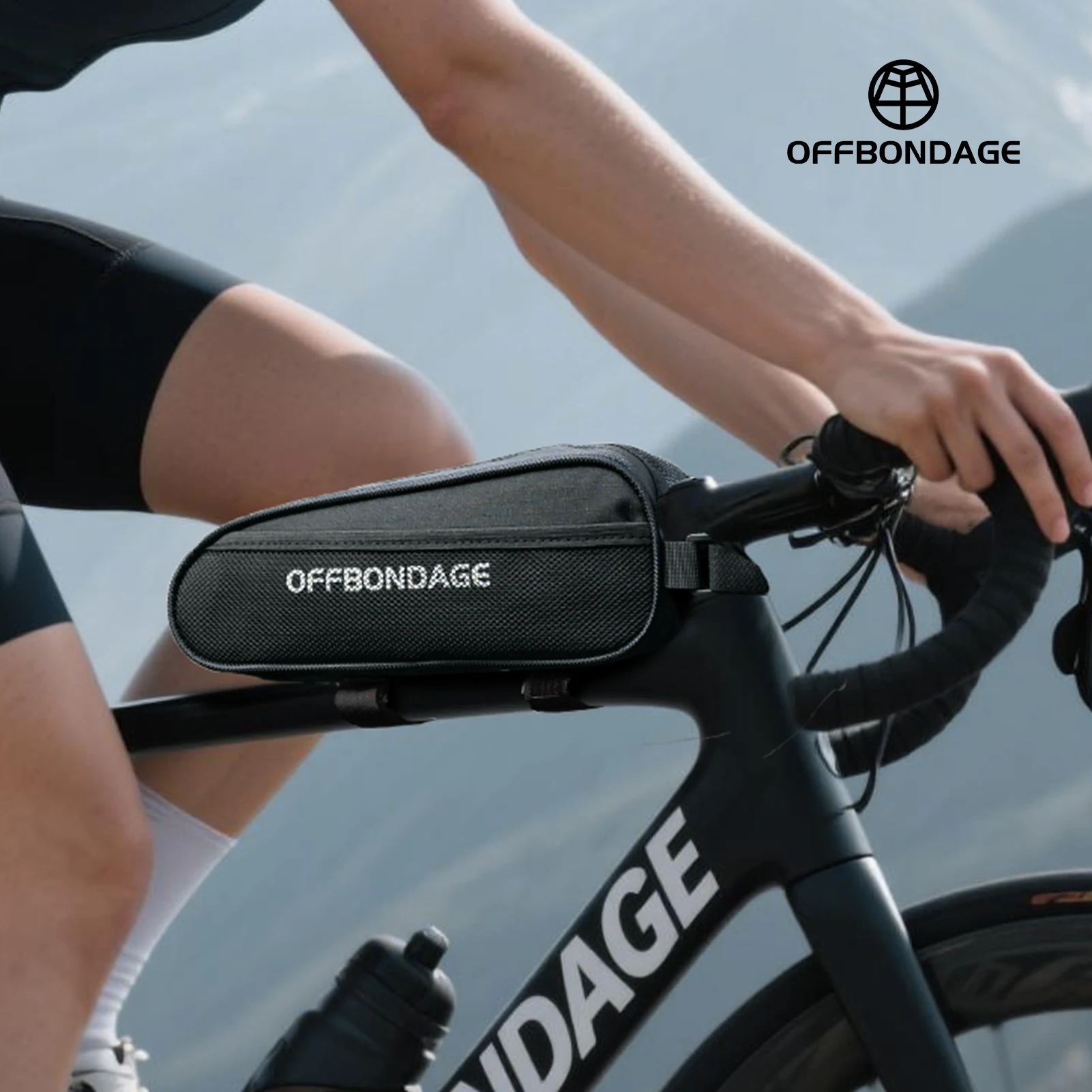 OFFBONDAGE Fahrrad-Oberrohrtasche Reflektierend mit Großer Öffnung für MTB und Rennrad Vordere Oberrohr-Tasche mit Handyhalter Aufbewahrungstasche Zubehör
