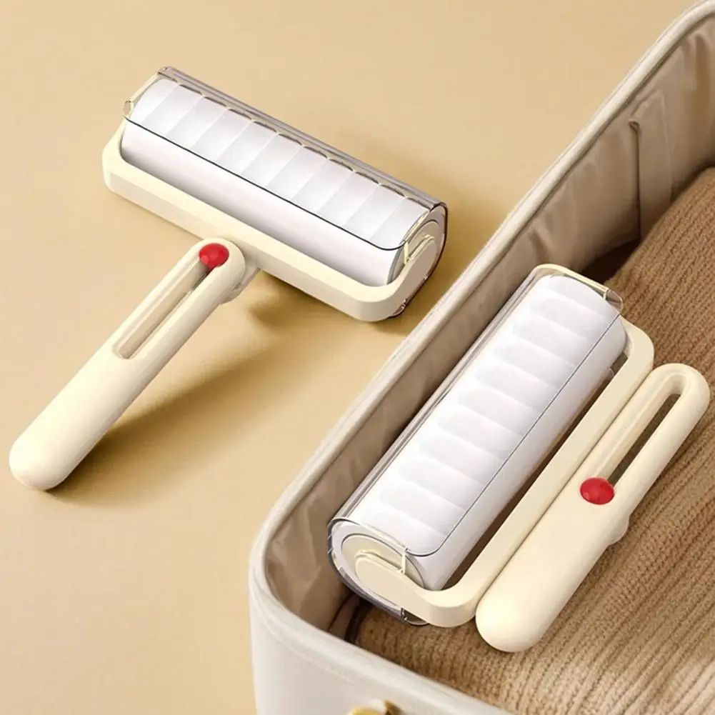 Removedor de Pelos Adesivo, Rolo de Pelos Ergonômico com Cabo Dobrável Antiderrapante, Folhas Adesivas Destacáveis Reutilizáveis, Removedor de Pelos de Gato